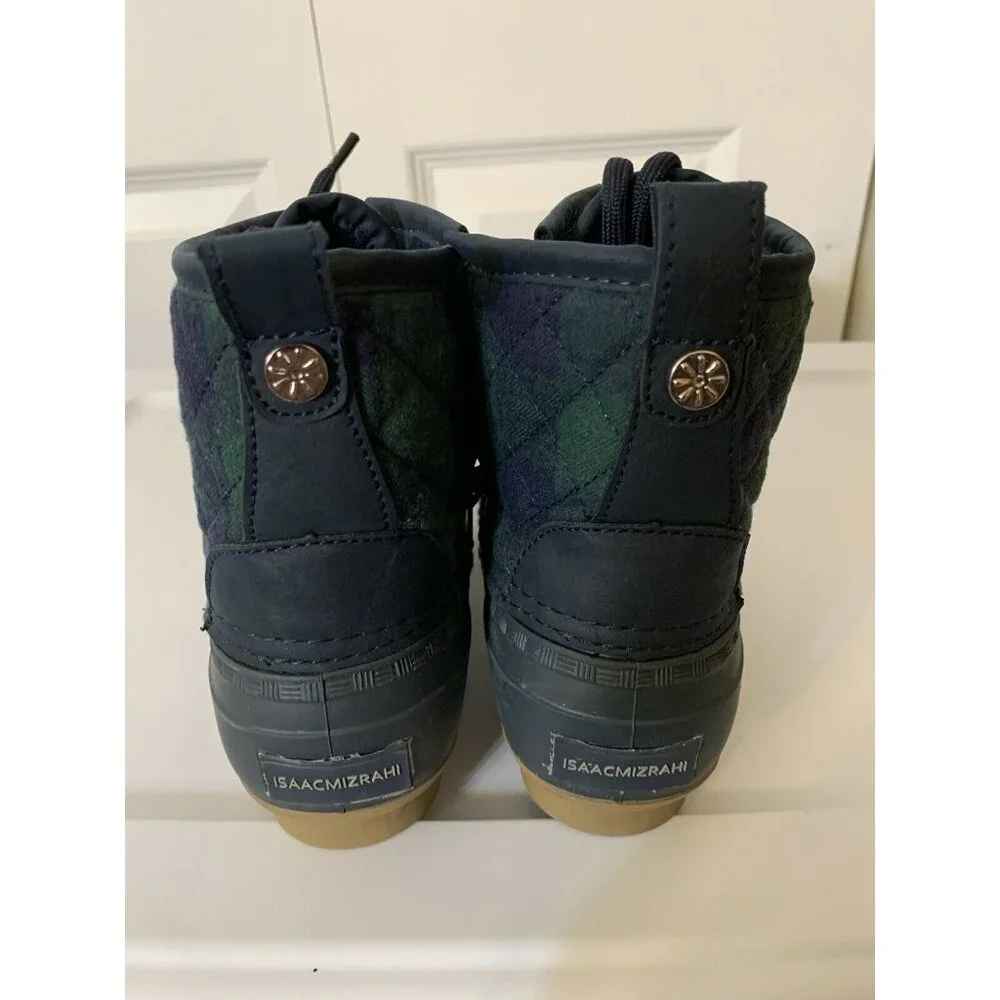 Isaac Mizrahi Live! Plaid Waterproof Boots Zip Navy - 6 M‎